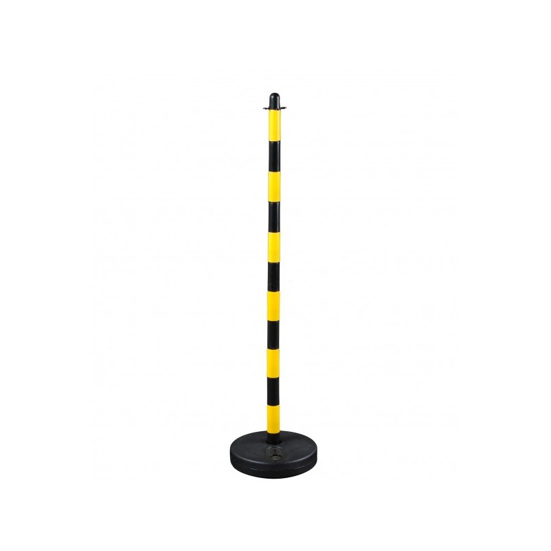 słupek do łańcucha żółto-czarny 130 cm, podstawa plastikowa