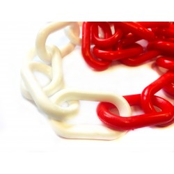 6mm bílo červený plastový řetěz