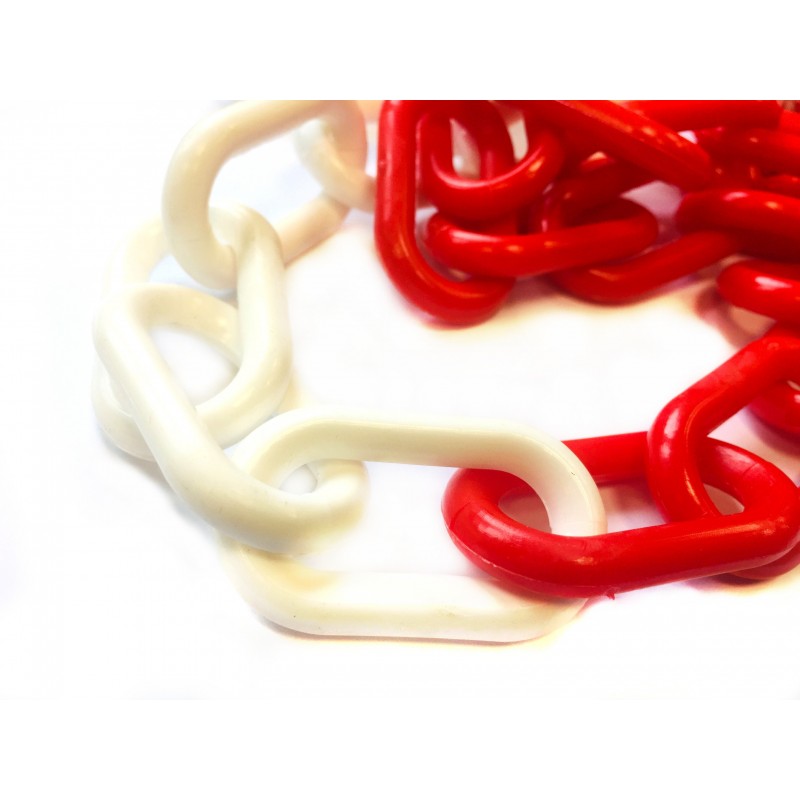 8 mm plastový řetěz bílo/červený