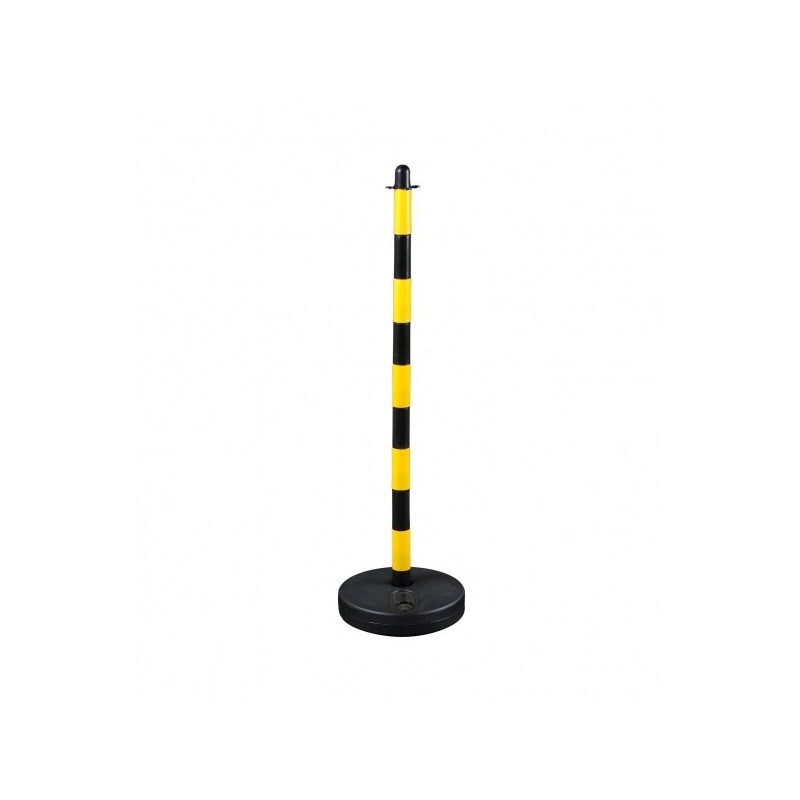 Plastový žluto-černý sloupek k řetězu 110 cm, plastová základna