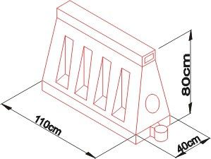 Silniční mobilní bariéra, svodidlo U-14/U-25, vysoká 80 cm, bílá