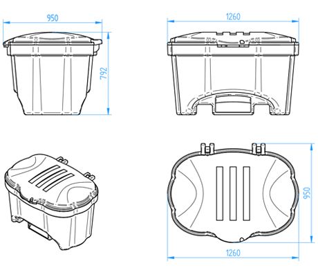 Nádoba na zimní posyp pro soli a písku 70 litrů zelená 