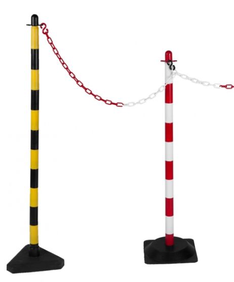 Sloupek k řetězu 90cm žluto-černý,  betonový podstavec