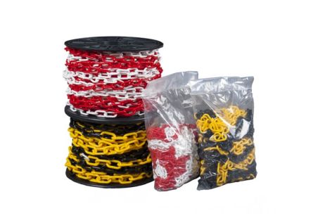Łańcuch plastikowy 25 mb biało/czerwony 5,5 mm - romboidalny