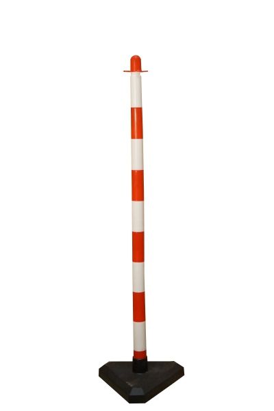 Zahrazovací sloupek k plastovému řetězu bílo-červený, 110 cm, betonová podstava