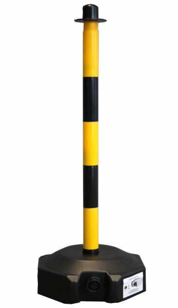 Plastpvý sloupek k řetězu žluto-černý 90 cm, plastový podstavec