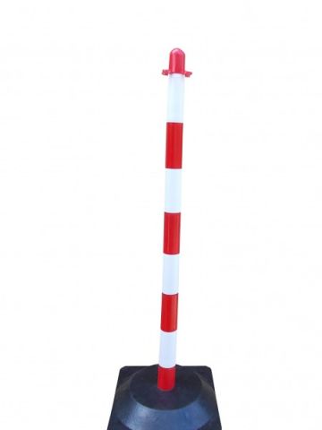 Sloupek pro řetěz 90cm červeno-bíly, základna gumová