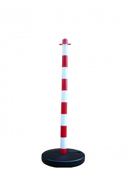 Plastový bílo-červený sloupek k řetězu 110 cm, plastová základna