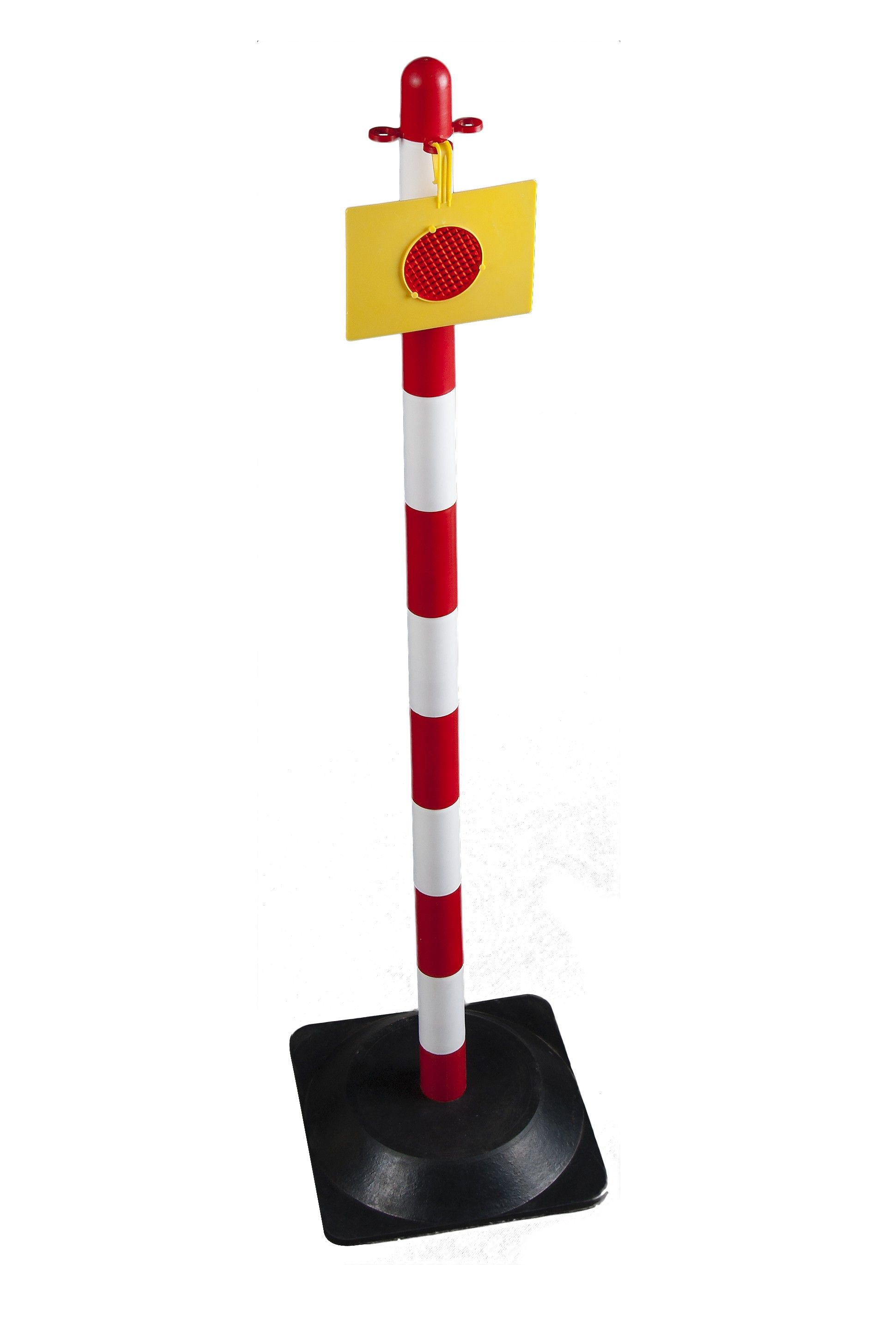 Plastový žluto-černý sloupek k řetězu 90 cm, plastová základna