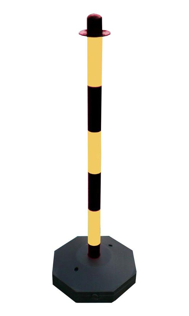 Plastový sloupek k řetězu žluto-černý 90 cm, plastový podstavec OCTAGON