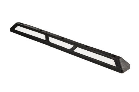 Rubber parking stopper 1800x150x100 mm black, white tape