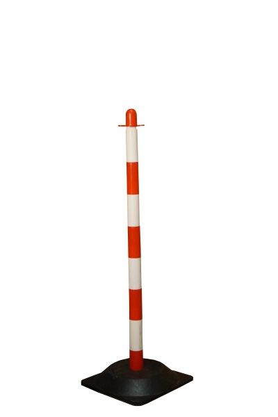 Sloupek pro řetěz 90cm červeno-bíly, základna gumová