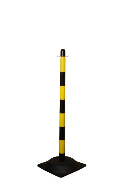 Plastový žluto-černý sloupek k řetězu 90 cm, plastová základna