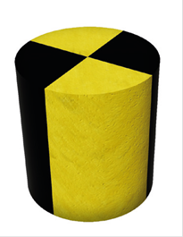 Concrete cylinder 100/80 cm yellow and black- concrete barrier