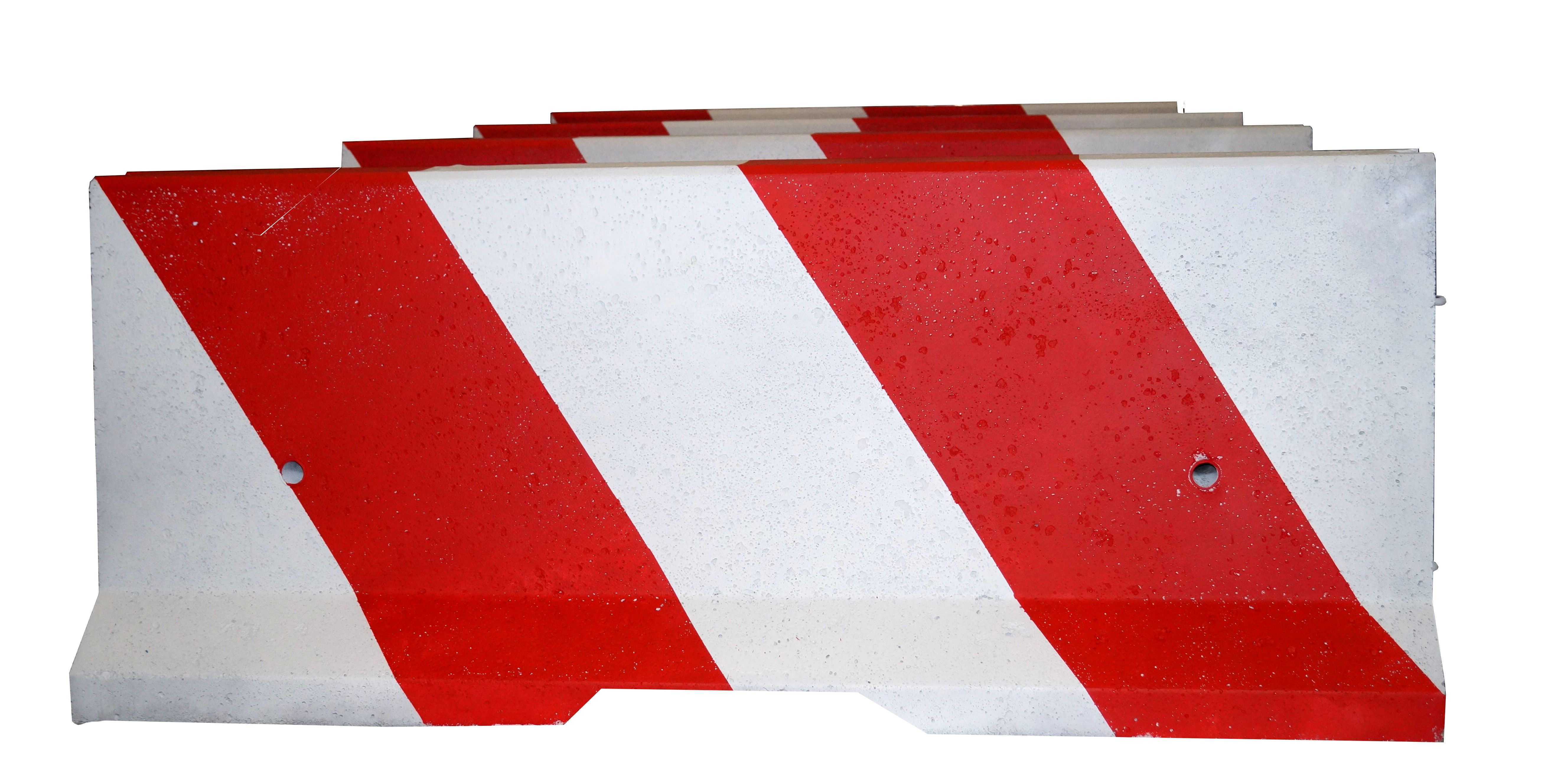 Concrete barrier like U-14b double-sided - painted white and red B20/25