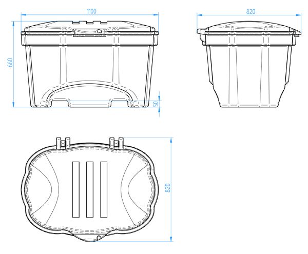 Container for salt or sand 250 L blue