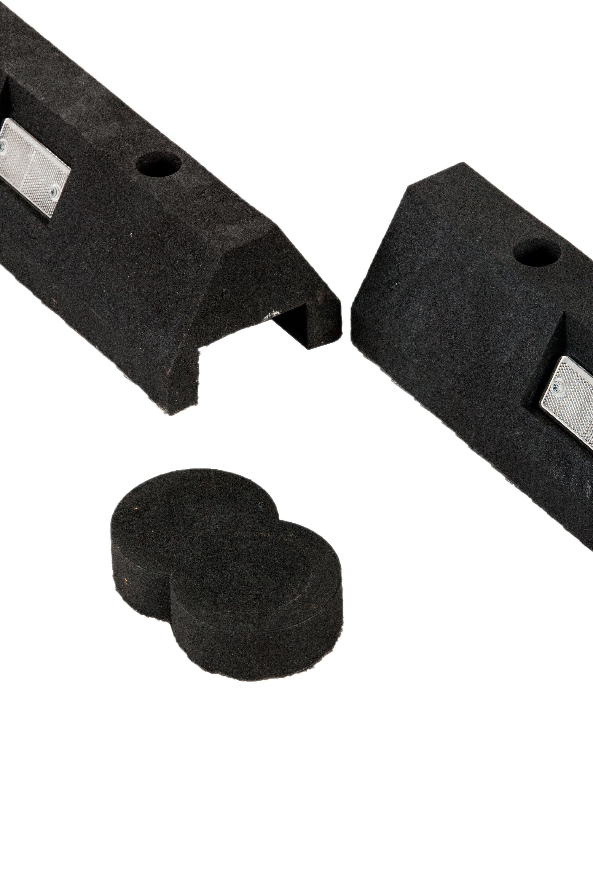 Vodící prah / parking stop PVC 1750x145x120x mm černý, žlutý reflektor