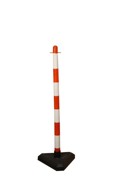 Sloupek pro řetěz 90cm bílo-červený, betonový podstavec