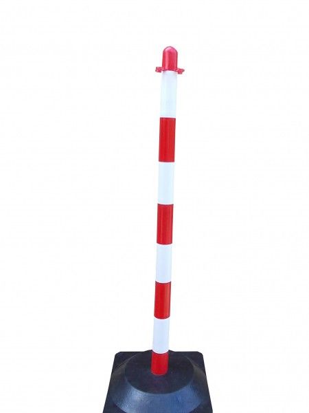 Sloupek pro řetěz 90cm červeno-bíly, základna gumová