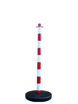 Plastový bílo-červený sloupek k řetězu 110 cm, plastová základna