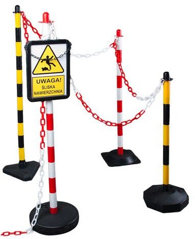 Słupek do łańcucha 90 cm - biało/czerwony - podstawa plastikowa octagon 6 kg