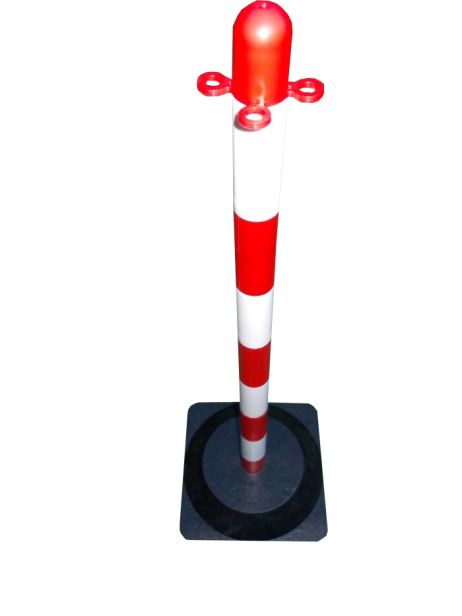 Zahradzovací stĺpik na plastovú reťaz bielo-červený, 110 cm, gumový podstavec