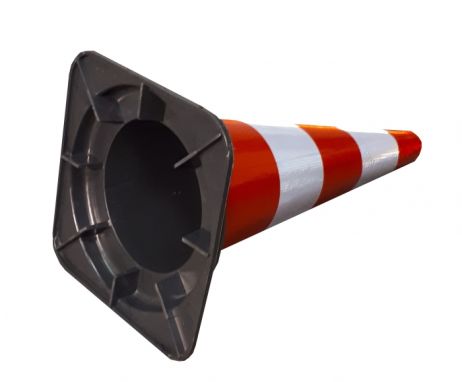 Silniční kužel 540 mm PVC 1,6 kg reflexní R2 s černou základnou