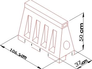 Cestná mobilná bariéra U-14 / U-25 výška 50 cm - žltá
