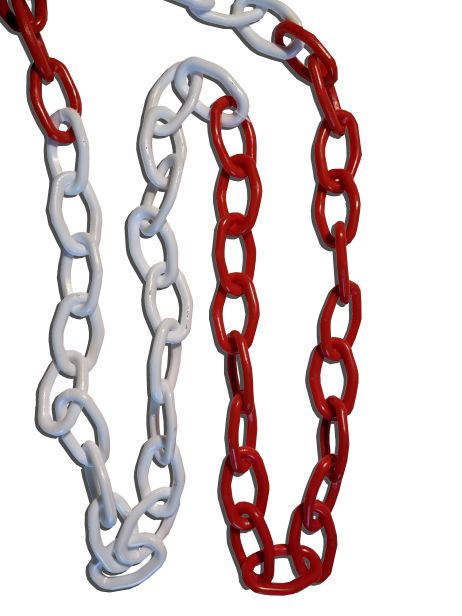 Łańcuch plastikowy 25 mb biało/czerwony 5,5 mm - romboidalny