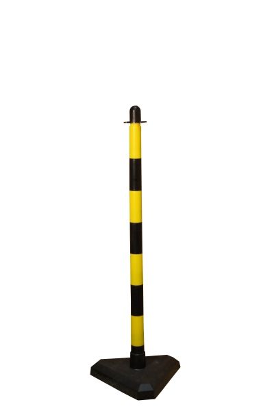 Stĺpik na reťaz 90 cm žlto-čierny, betónový podstavec