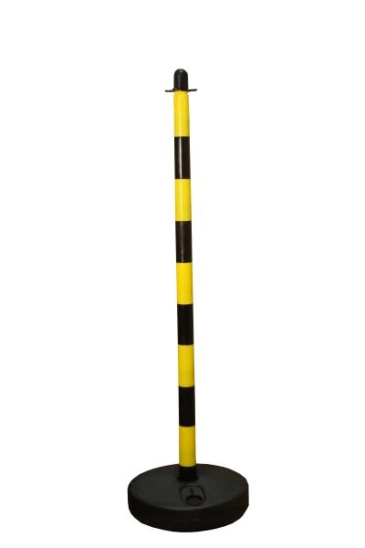 Stĺpik na reťaz 110 cm žlto-čierny, plastový podstavec