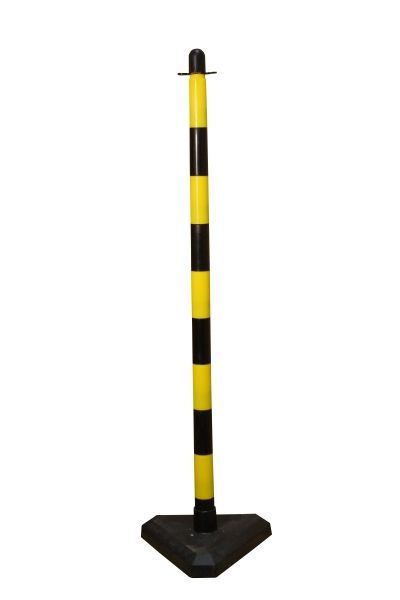 Zahradzovací stĺpik na plastovú reťaz žlto-čierny, 1100 mm, betónový podstavec