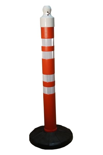 Zahradzovací výstražný stĺpik 120 x Ø 11 cm, gumový podstavec