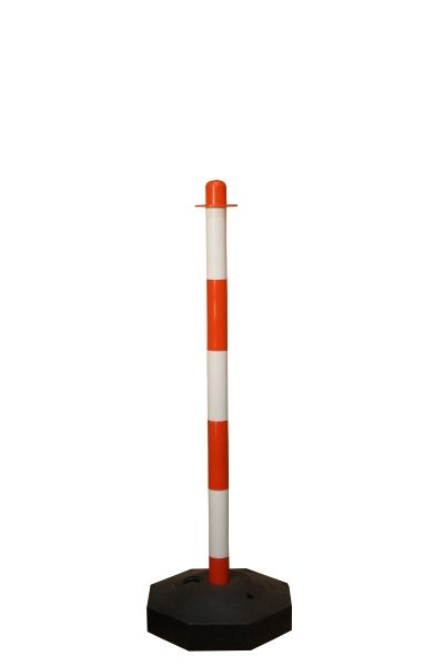 Plastový stĺpik na reťaz bielo-červený 90 cm, plastový podstavec OCTAGON