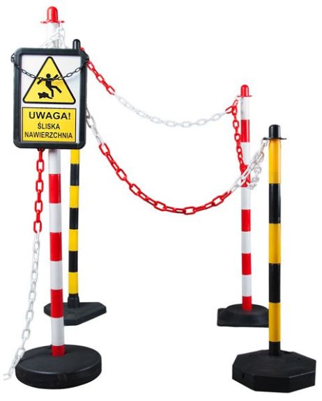 Plastový stĺpik na reťaz bielo-červený 90 cm, plastový podstavec OCTAGON