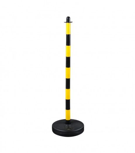 Stĺpik na reťaz 110 cm žlto-čierny, plastový podstavec