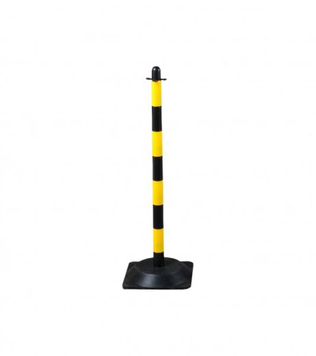 Stĺpik na reťaz 90 cm – žlto-čierny – gumová základňa