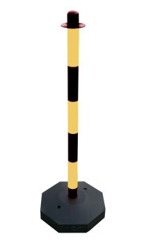 Plastový stĺpik na reťaz žlto-čierny 90 cm, plastový podstavec OCTAGON