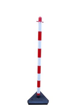 Zahradzovací stĺpik na plastovú reťaz bielo-červený, 110 cm, betónový podstavec