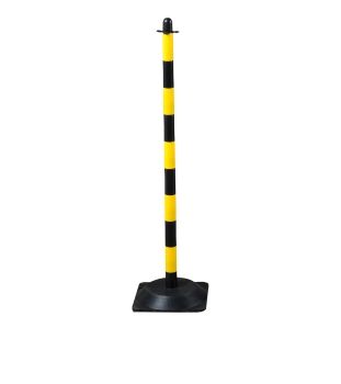 Zahradzovací stĺpik na plastovú reťaz žlto-čierny, 110 cm, gumový podstavec