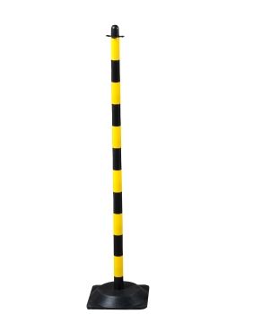 Stĺpik na reťaz 130 cm žlto-čierny s gumovým podstavcom