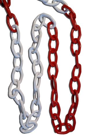 5.5 mm Rhomboidal Plastic Chain in white and red