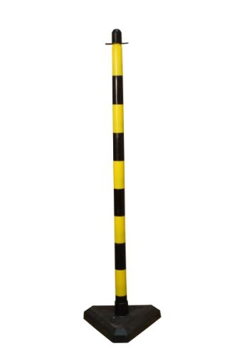 Zahradzovací stĺpik na plastovú reťaz žlto-čierny, 1100 mm, betónový podstavec