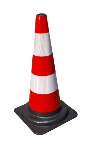 Silniční kužel 540 mm PVC 1,6 kg reflexní R2 s černou základnou