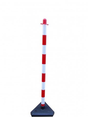 Zahradzovací stĺpik na plastovú reťaz bielo-červený, 110 cm, betónový podstavec