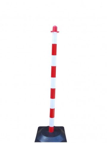 Reťazový stĺpik 1300 mm biely a červený - gumová základňa