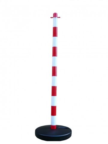 Reťazový stĺpik, biely a červený, 1300 mm, plastová základňa