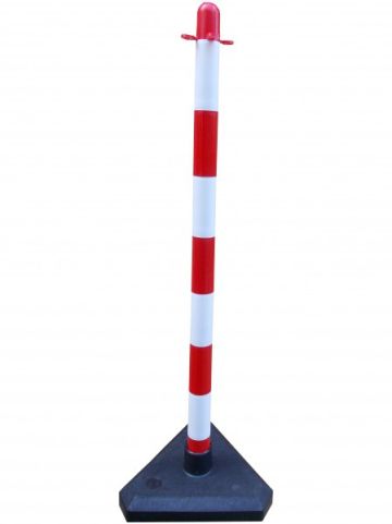 Stĺpik na reťaz 90 cm – bielo-červený – betónový podstavec