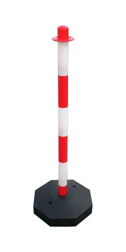 Plastový stĺpik na reťaz bielo-červený 90 cm, plastový podstavec OCTAGON