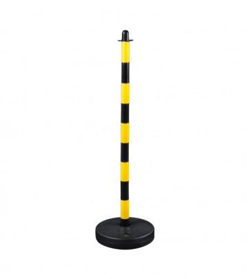 Stĺpik na reťaz 110 cm žlto-čierny, plastový podstavec